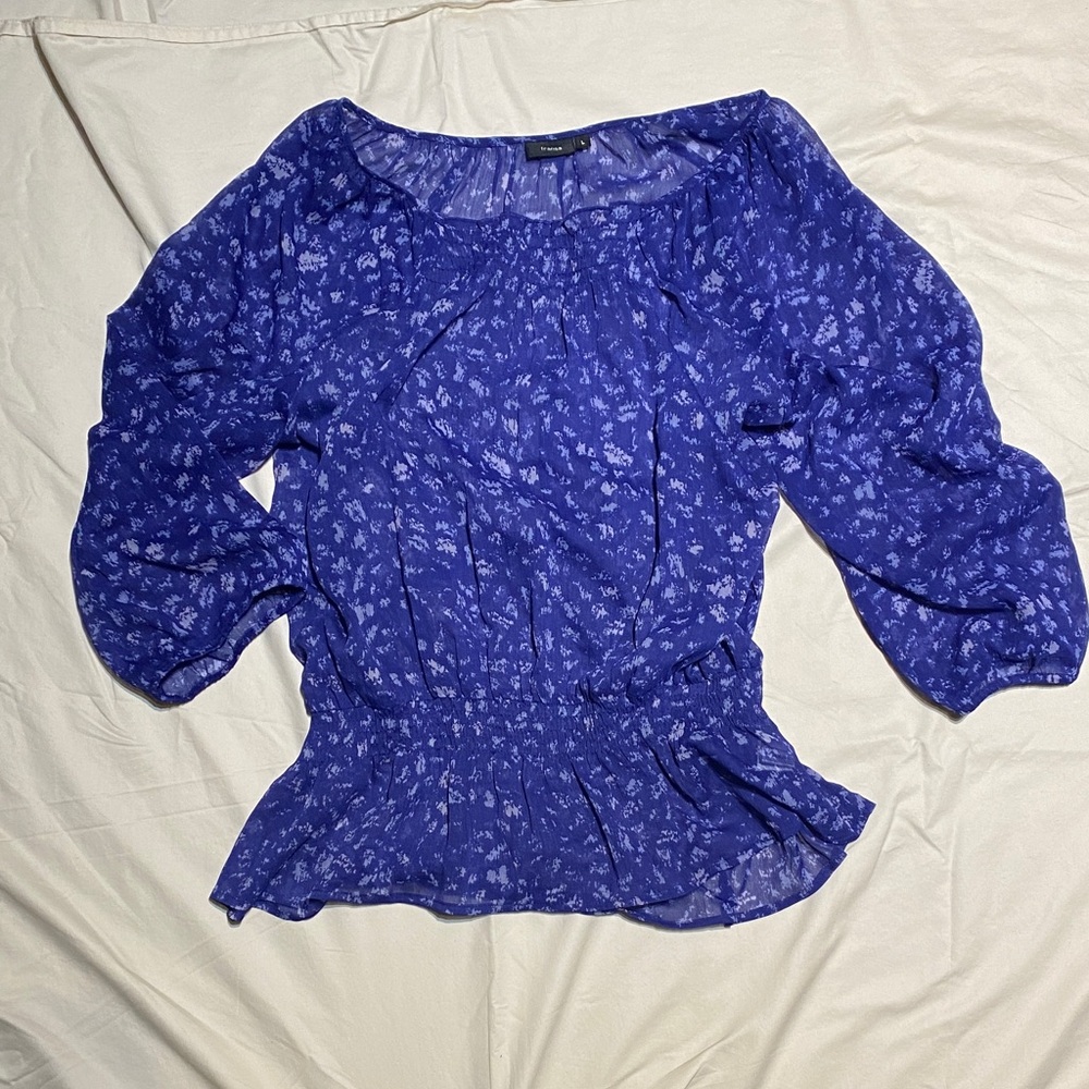 Chic Blue Floral Blouse